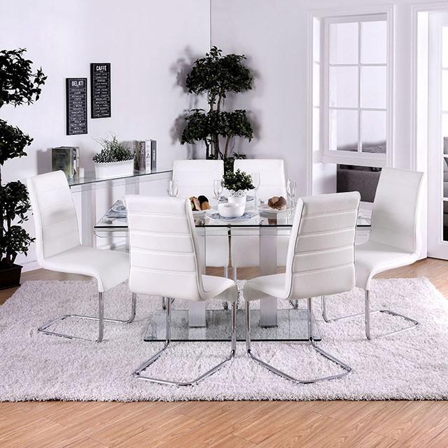 Richfield I Silver/Chrome Dining Table - U&U Home Budget Furniture (Carteret, NJ)