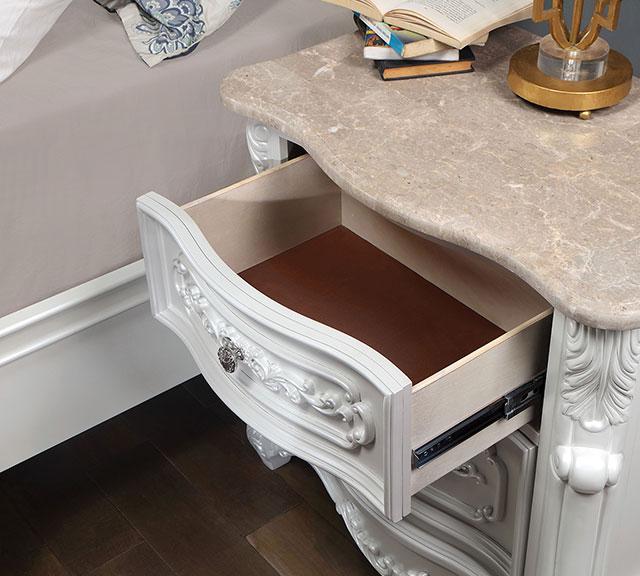ROSALIND Night Stand, Pearl White - U&U Home Budget Furniture (Carteret, NJ)