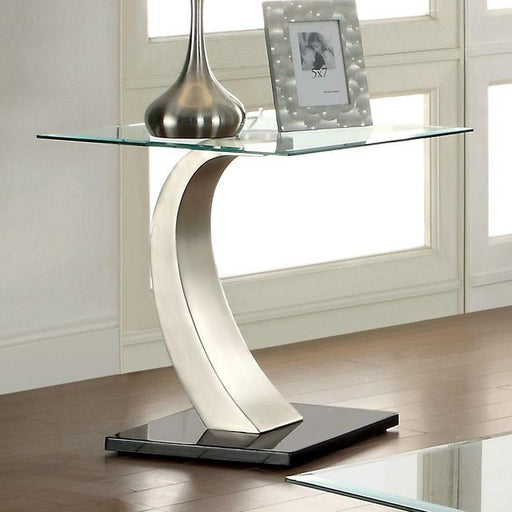 ROXO Satin Plated/Black End Table - U&U Home Budget Furniture (Carteret, NJ)