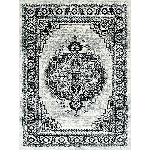 Serang Gray/Black 5' X 7' Area Rug - U&U Home Budget Furniture (Carteret, NJ)