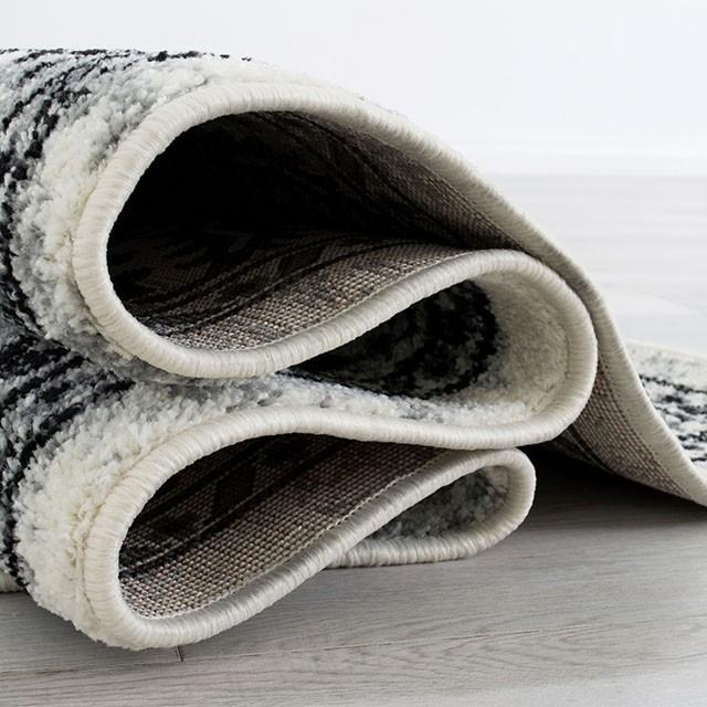Serang Gray/Black 5' X 7' Area Rug - U&U Home Budget Furniture (Carteret, NJ)