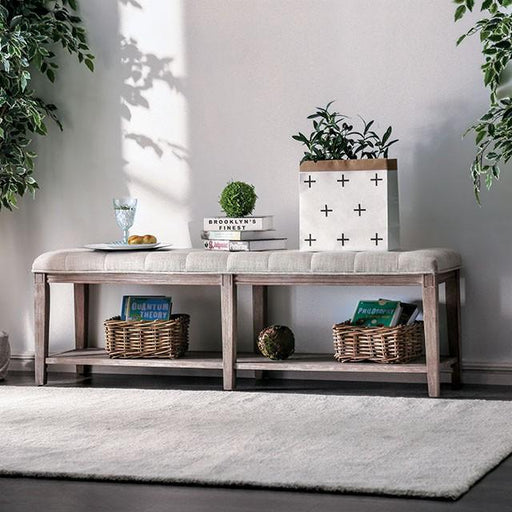 Tayah Beige Bench - U&U Home Budget Furniture (Carteret, NJ)
