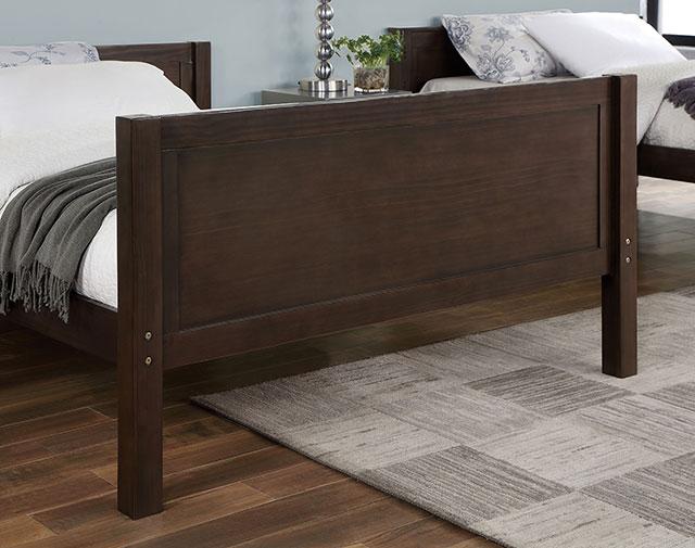 STAMOS Full/Full, Twin/Full, & Twin/twin Bunk Bed, Walnut - U&U Home Budget Furniture (Carteret, NJ)