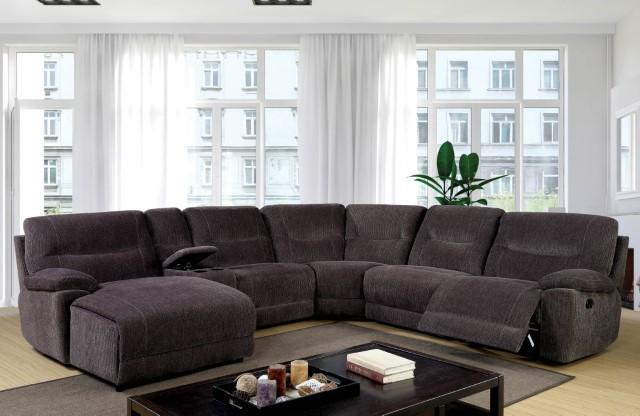 KARLEE II Gray Sectional w/ Console - U&U Home Budget Furniture (Carteret, NJ)