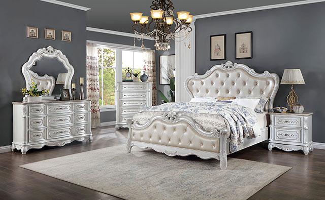 ROSALIND Night Stand, Pearl White - U&U Home Budget Furniture (Carteret, NJ)