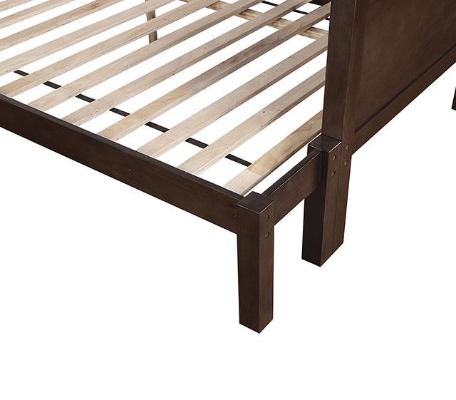 STAMOS Full/Full, Twin/Full, & Twin/twin Bunk Bed, Walnut - U&U Home Budget Furniture (Carteret, NJ)