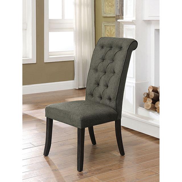 Sania III Gray/Antique Black Side Chair (2/CTN) - U&U Home Budget Furniture (Carteret, NJ)