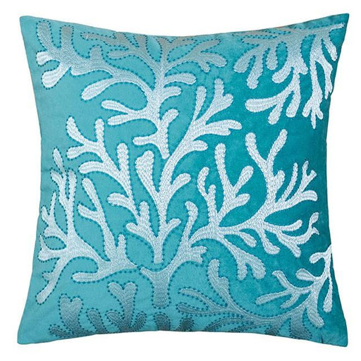 June Teal 20" X 20" Pillow, Teal - U&U Home Budget Furniture (Carteret, NJ)
