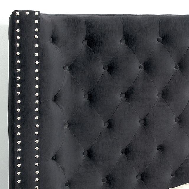 ROSABELLE E.King & Queen Bed, Black, Gray, & Ivory, - U&U Home Budget Furniture (Carteret, NJ)