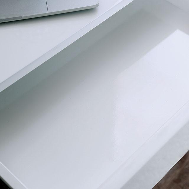 Loke White/Chrome Computer Desk - U&U Home Budget Furniture (Carteret, NJ)