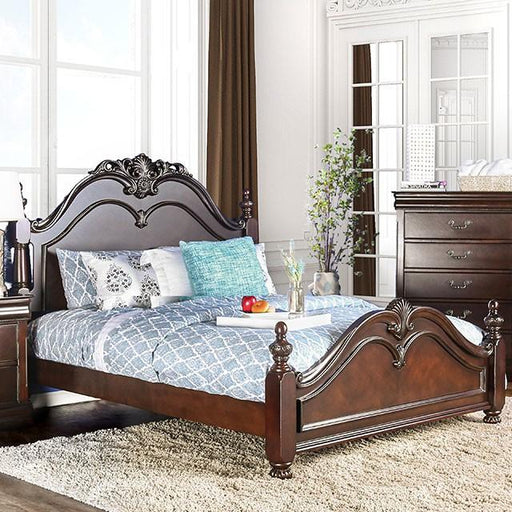 Mandura Cherry Queen Bed - U&U Home Budget Furniture (Carteret, NJ)