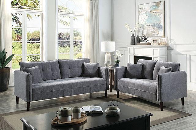 LYNDA Sofa w/ Pillows, Dark Gray - U&U Home Budget Furniture (Carteret, NJ)