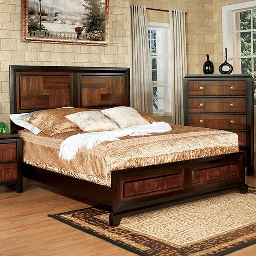 Patra Acacia/Walnut Queen Bed - U&U Home Budget Furniture (Carteret, NJ)