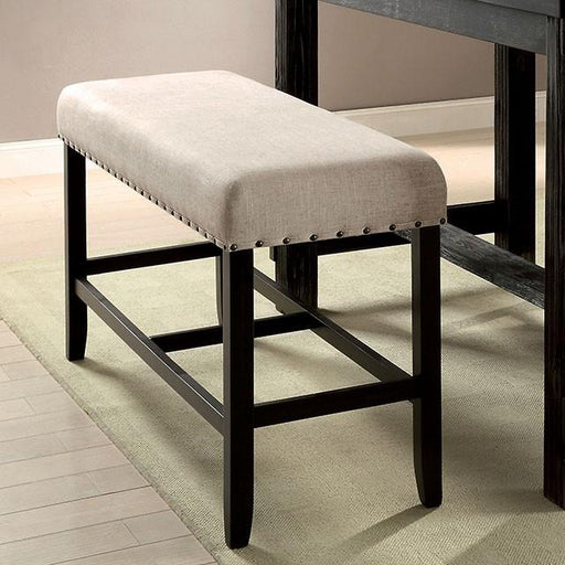 SANIA II Antique Black/Beige Counter Ht. Bench - U&U Home Budget Furniture (Carteret, NJ)
