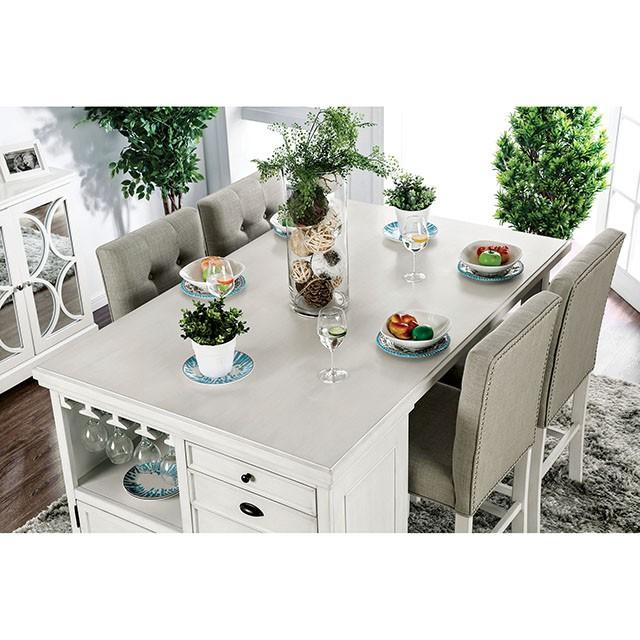 Sutton Antique White Counter Ht. Table - U&U Home Budget Furniture (Carteret, NJ)