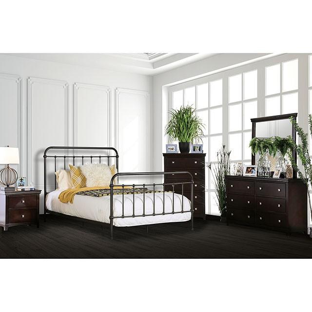 IRIA Dark Bronze Cal.King & E.King Bed - U&U Home Budget Furniture (Carteret, NJ)