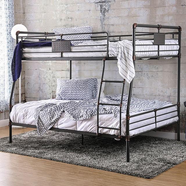 Olga I Antique Black Full/Full Bunk Bed - U&U Home Budget Furniture (Carteret, NJ)