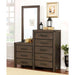 Rexburg Wire-Brushed Rustic Brown 8-Drawer Dresser Mirror - U&U Home Budget Furniture (Carteret, NJ)