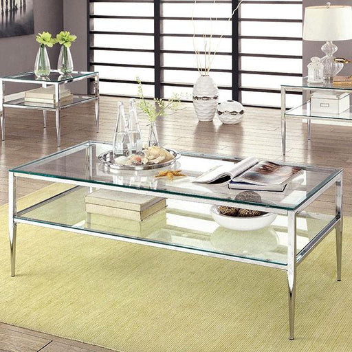 TANIKA Chrome Coffee Table, Chrome - U&U Home Budget Furniture (Carteret, NJ)