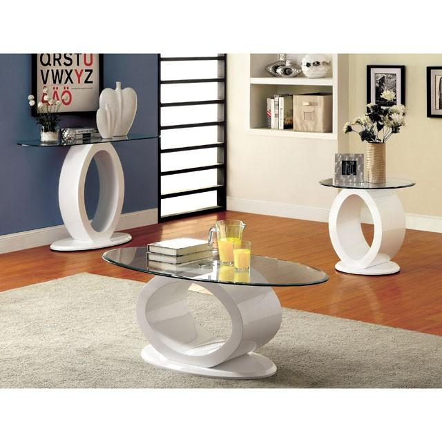 LODIA III White Sofa Table, White - U&U Home Budget Furniture (Carteret, NJ)