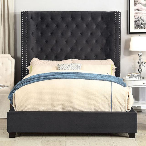 ROSABELLE E.King & Queen Bed, Black, Gray, & Ivory, - U&U Home Budget Furniture (Carteret, NJ)
