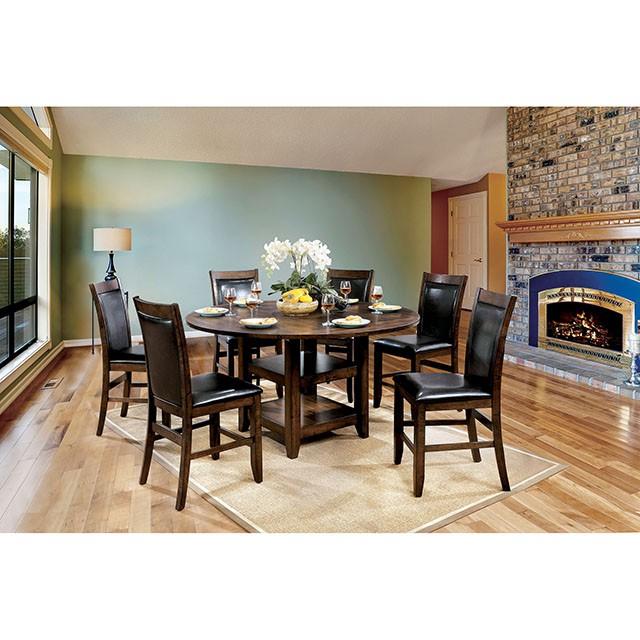 MEAGAN II Brown Cherry Round Counter Ht. Table - U&U Home Budget Furniture (Carteret, NJ)