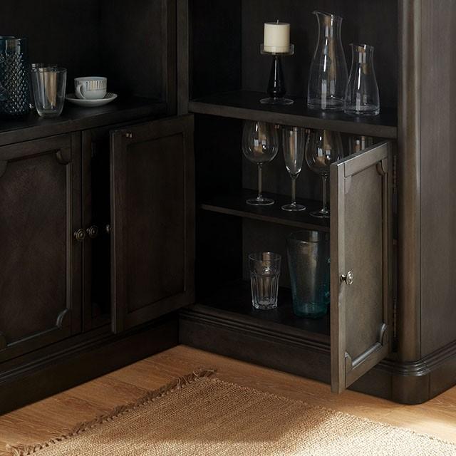 Voltaire Gray Curio Cabinet - U&U Home Budget Furniture (Carteret, NJ)
