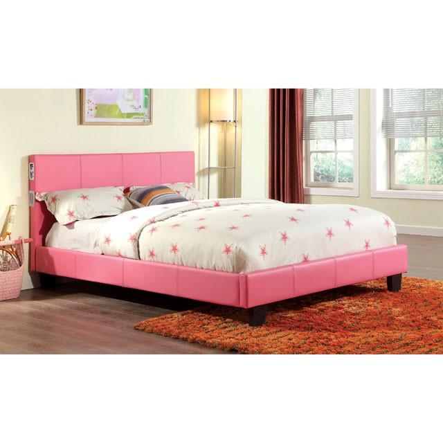 Evans Bed Espresso & Pink - U&U Home Budget Furniture (Carteret, NJ)
