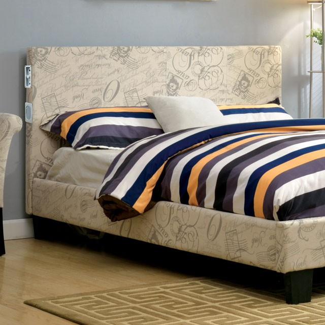 Evans E.King & Cal.King Bed Espressso, White, & Camel - U&U Home Budget Furniture (Carteret, NJ)
