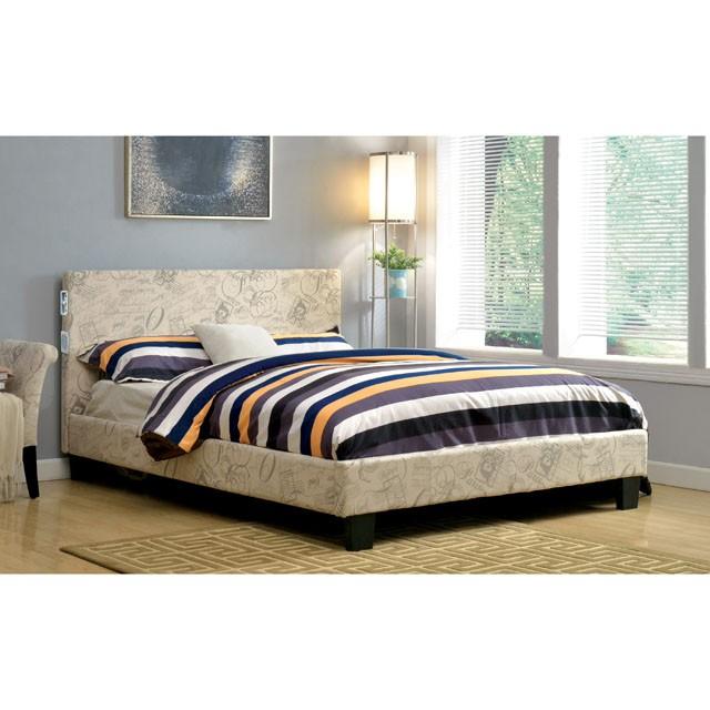 Evans E.King & Cal.King Bed Espressso, White, & Camel - U&U Home Budget Furniture (Carteret, NJ)