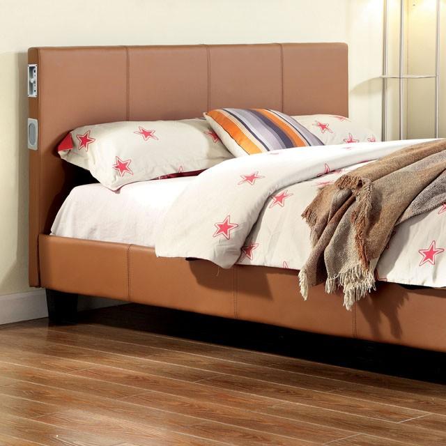 Evans E.King & Cal.King Bed Espressso, White, & Camel - U&U Home Budget Furniture (Carteret, NJ)