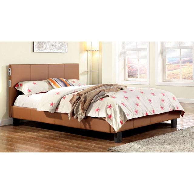 Evans E.King & Cal.King Bed Espressso, White, & Camel - U&U Home Budget Furniture (Carteret, NJ)