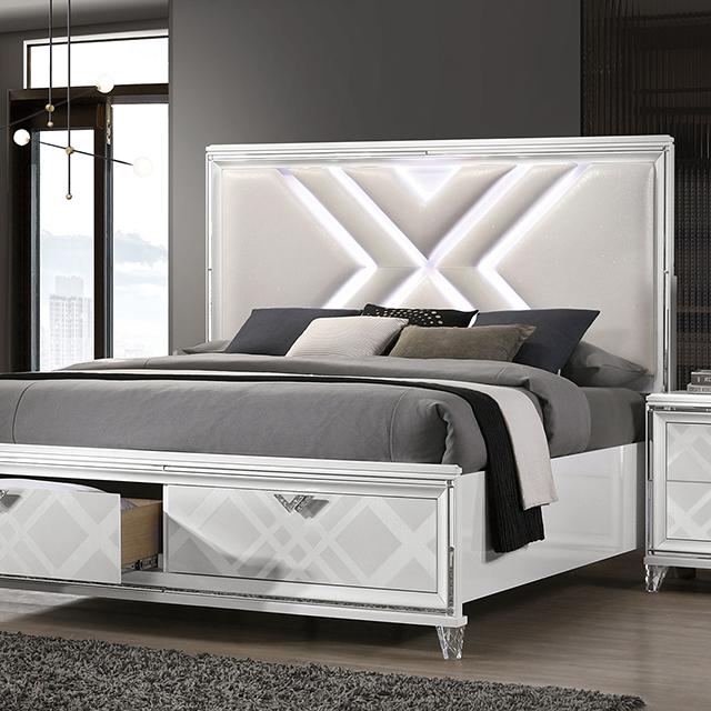 Emmeline 4 & 5 Piece Queen Bedroom Set Gray & White - U&U Home Budget Furniture (Carteret, NJ)