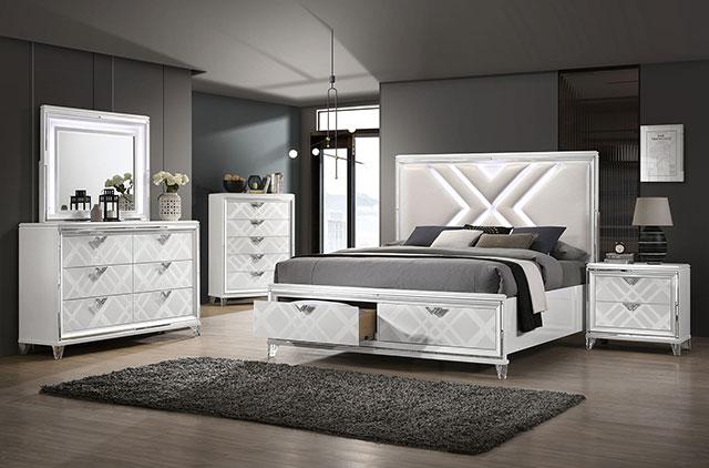 Emmeline 4 & 5 Piece Queen Bedroom Set Gray & White - U&U Home Budget Furniture (Carteret, NJ)