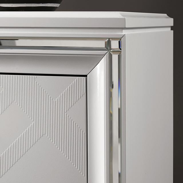 EMMELINE Night Stand w/ USB, White - U&U Home Budget Furniture (Carteret, NJ)