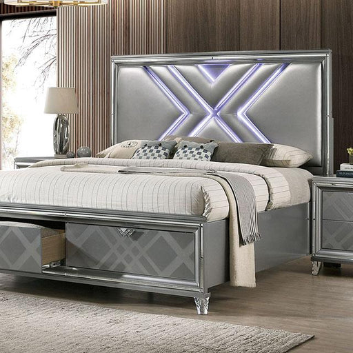 Emmeline 4 & 5 Piece Queen Bedroom Set Gray & White - U&U Home Budget Furniture (Carteret, NJ)