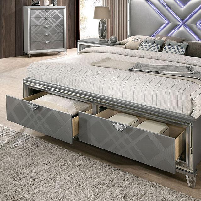 Emmeline 4 & 5 Piece Queen Bedroom Set Gray & White - U&U Home Budget Furniture (Carteret, NJ)