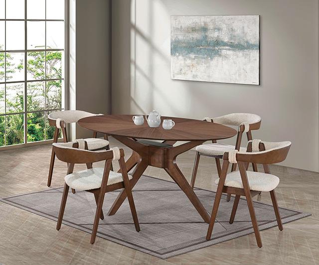 Ebikon 5 Pc Dining Table Set Walnut - U&U Home Budget Furniture (Carteret, NJ)