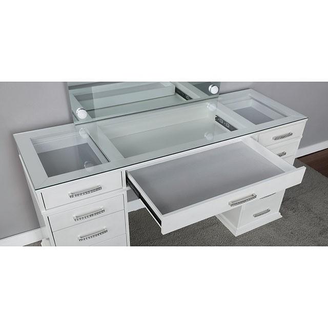 Valentina Vanity Set White & Dark Gray - U&U Home Budget Furniture (Carteret, NJ)