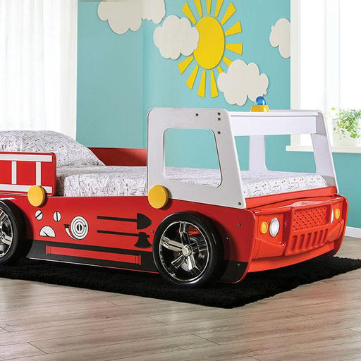 FIERSTALL Twin Bed, Red - U&U Home Budget Furniture (Carteret, NJ)