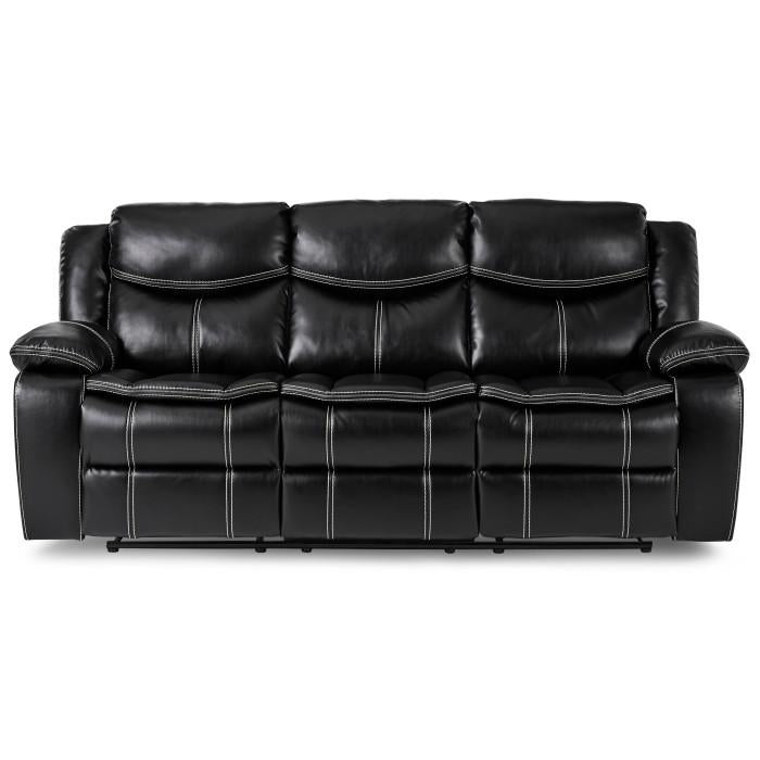 Bastrop Double Reclining Sofa in Black 8230BLK-3 - U&U Home Budget Furniture (Carteret, NJ)