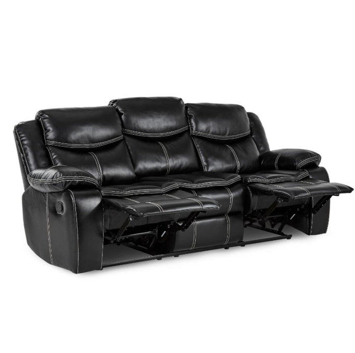 Bastrop Double Reclining Sofa in Black 8230BLK-3 - U&U Home Budget Furniture (Carteret, NJ)