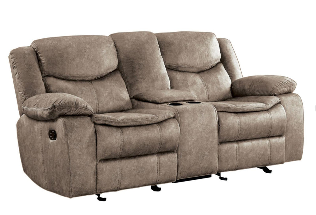 Bastrop Double Glider Reclining Loveseat in Brown 8230FBR-2 - U&U Home Budget Furniture (Carteret, NJ)