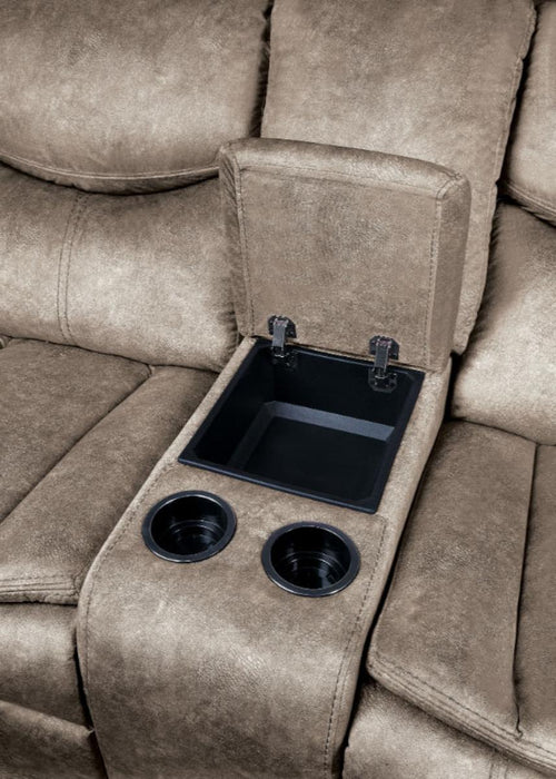 Bastrop Double Glider Reclining Loveseat in Brown 8230FBR-2 - U&U Home Budget Furniture (Carteret, NJ)