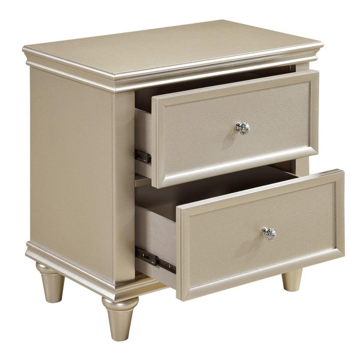 Celandine 2 Drawer Nightstand in Silver 1928-4 - U&U Home Budget Furniture (Carteret, NJ)
