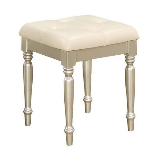 Celandine Vanity Stool in Pearl/Silver 1928-14 - U&U Home Budget Furniture (Carteret, NJ)