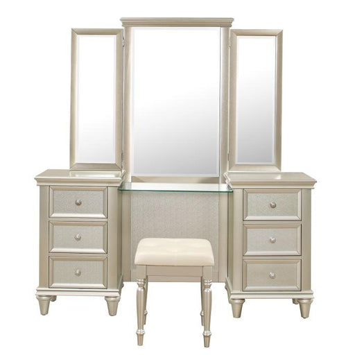 Celandine Vanity Dresser with Mirror in Silver 1928-15* - U&U Home Budget Furniture (Carteret, NJ)