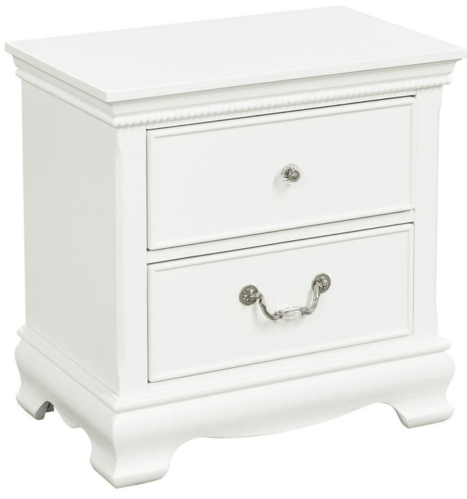 Lucida 2 Drawer Nightstand in White 2039W-4 - U&U Home Budget Furniture (Carteret, NJ)