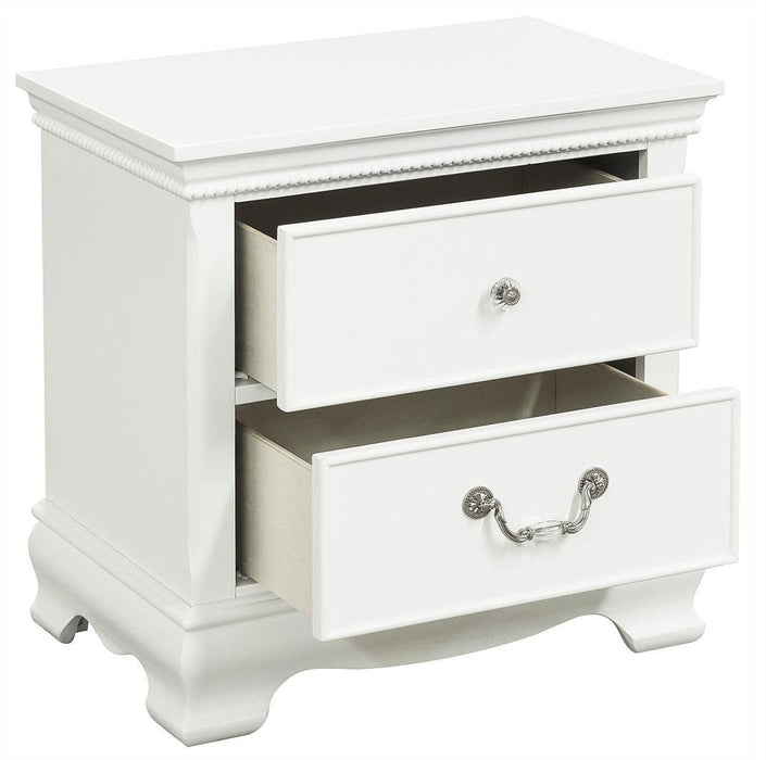 Lucida 2 Drawer Nightstand in White 2039W-4 - U&U Home Budget Furniture (Carteret, NJ)
