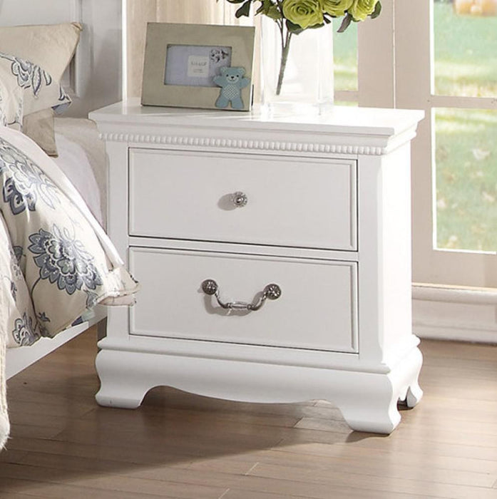 Lucida 2 Drawer Nightstand in White 2039W-4 - U&U Home Budget Furniture (Carteret, NJ)